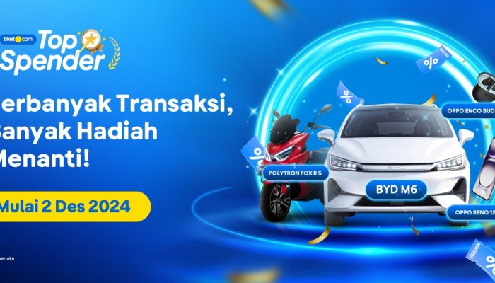 tiket.com Kembali Gelar Top Spender, Hadiah Mobil dan Motor Listrik Menanti!